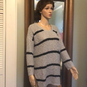 Gray and black striped long sweater